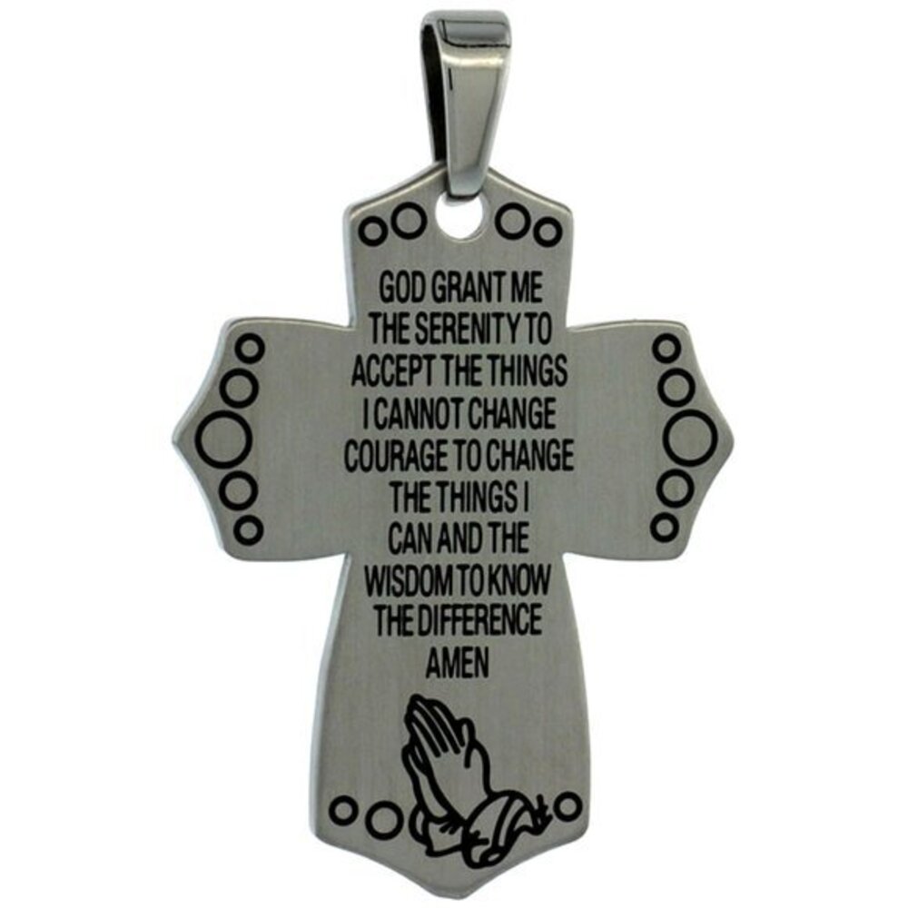 Surgical Steel The Serenity Prayer Cross Necklace